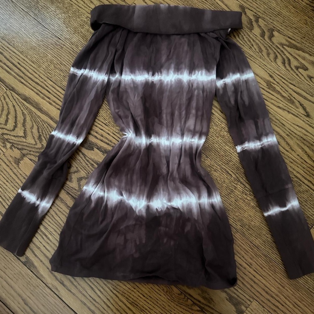 Frankie’s Bikinis Brown Tie-Dye Off-Shoulder Dress